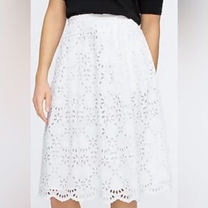 JCrew white eyelet midi skirt